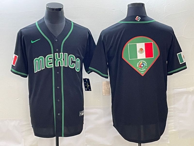 Men 2023 World Cub Mexico Blank Black Nike MLB Jersey8